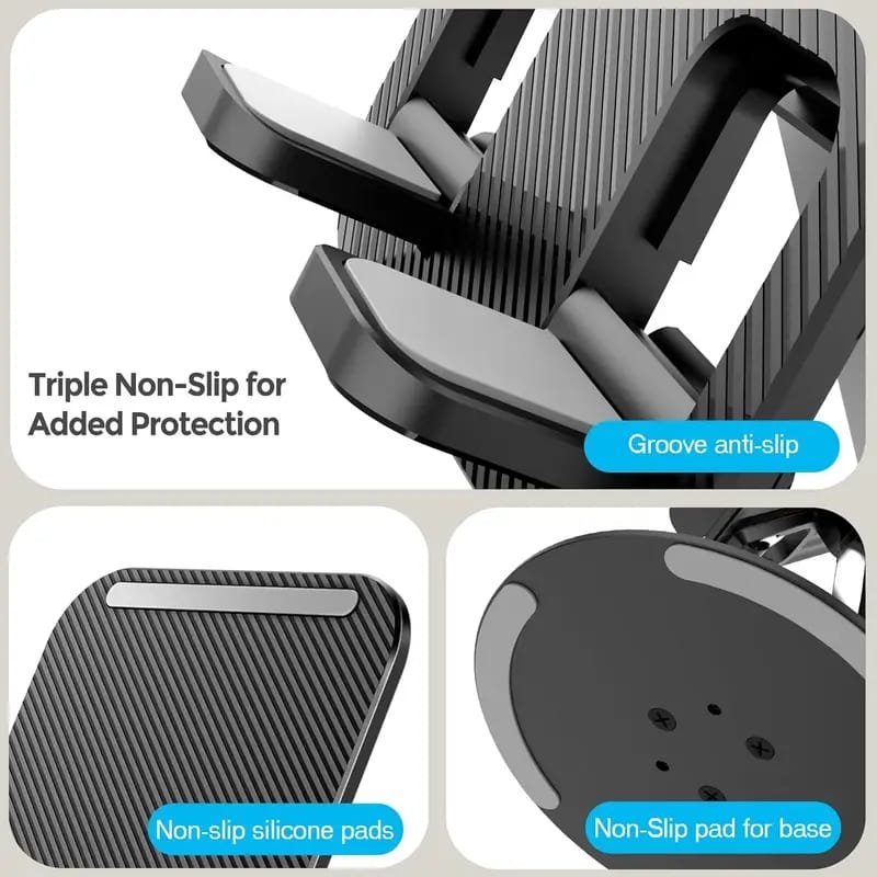Jmary MK-59 360° Rotating Foldable Phone Stand | Adjustable Metal Desk Holder | For iPhone, Android, Tablet, iPad